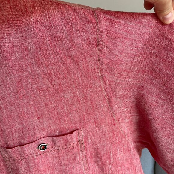 PAOLETTI 100% Linen Shirt Short Sleeve Button Down Pink Men's Size XXL - Picture 6 of 14